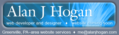 Alan J. Hogan offers website design services, web development, and graphic design.  For more information, send an email to me at alan j hogan dot com.